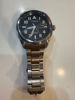 Citizen Titanium Watch - Black Dial, Silver Bracelet